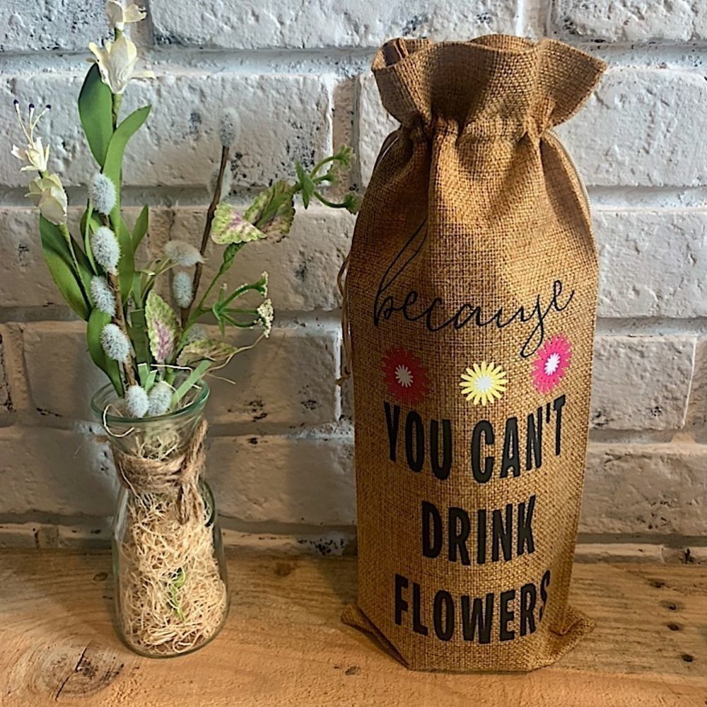 Burlap Wine Gift Bag Custom Deign